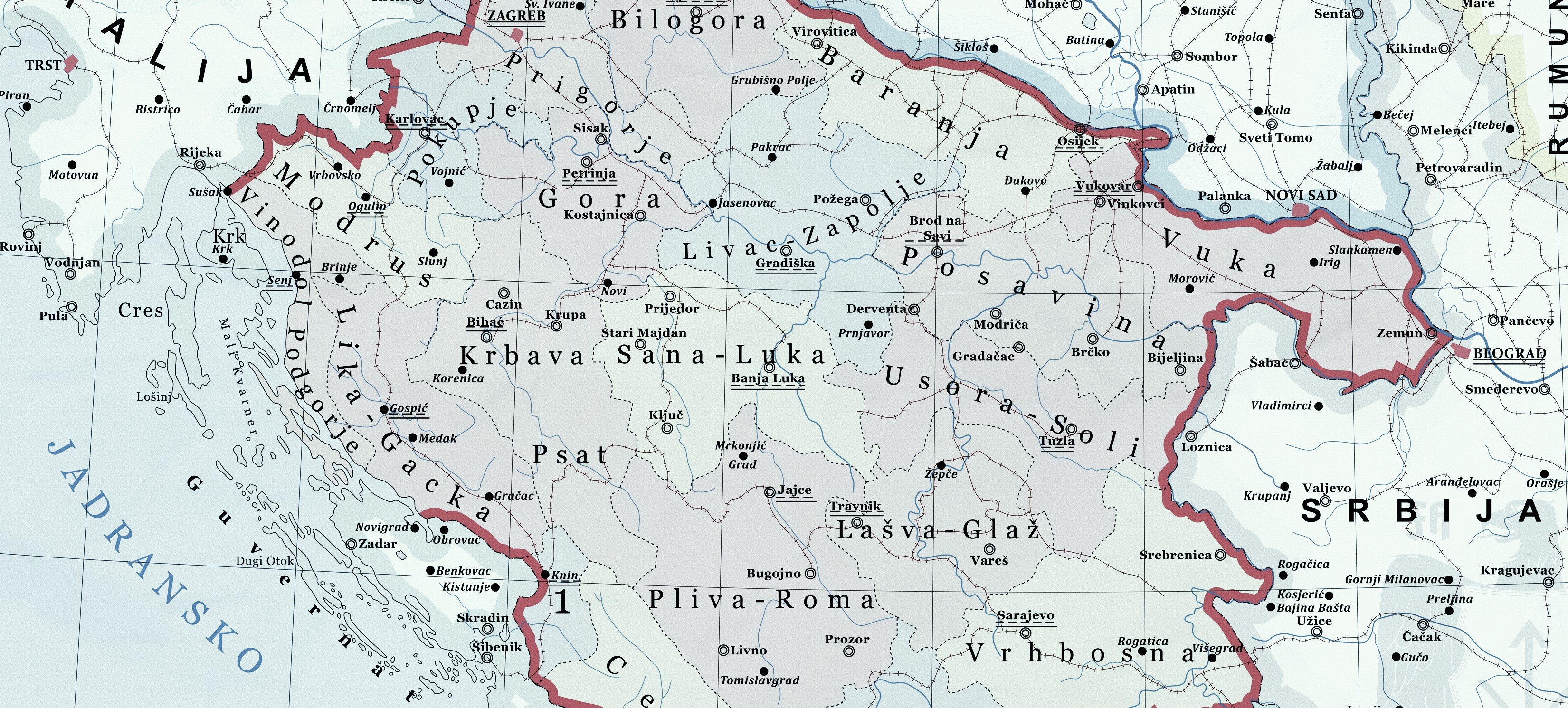 Map of Croatia during WWII